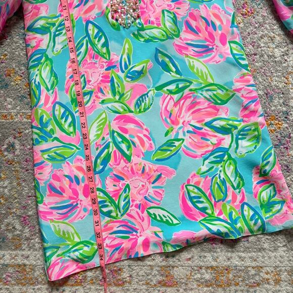 Lilly Pulitzer Elenora Multi Totally Blossom 100% Silk Embellished Dress Small - Picture 5 of 10